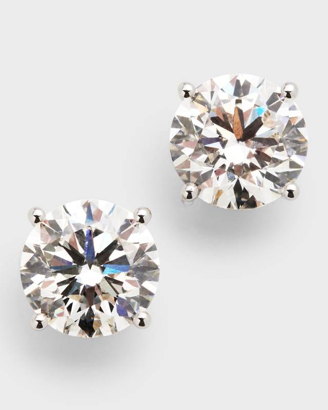 Lab Grown Diamond 18K White Gold Round Stud Earrings